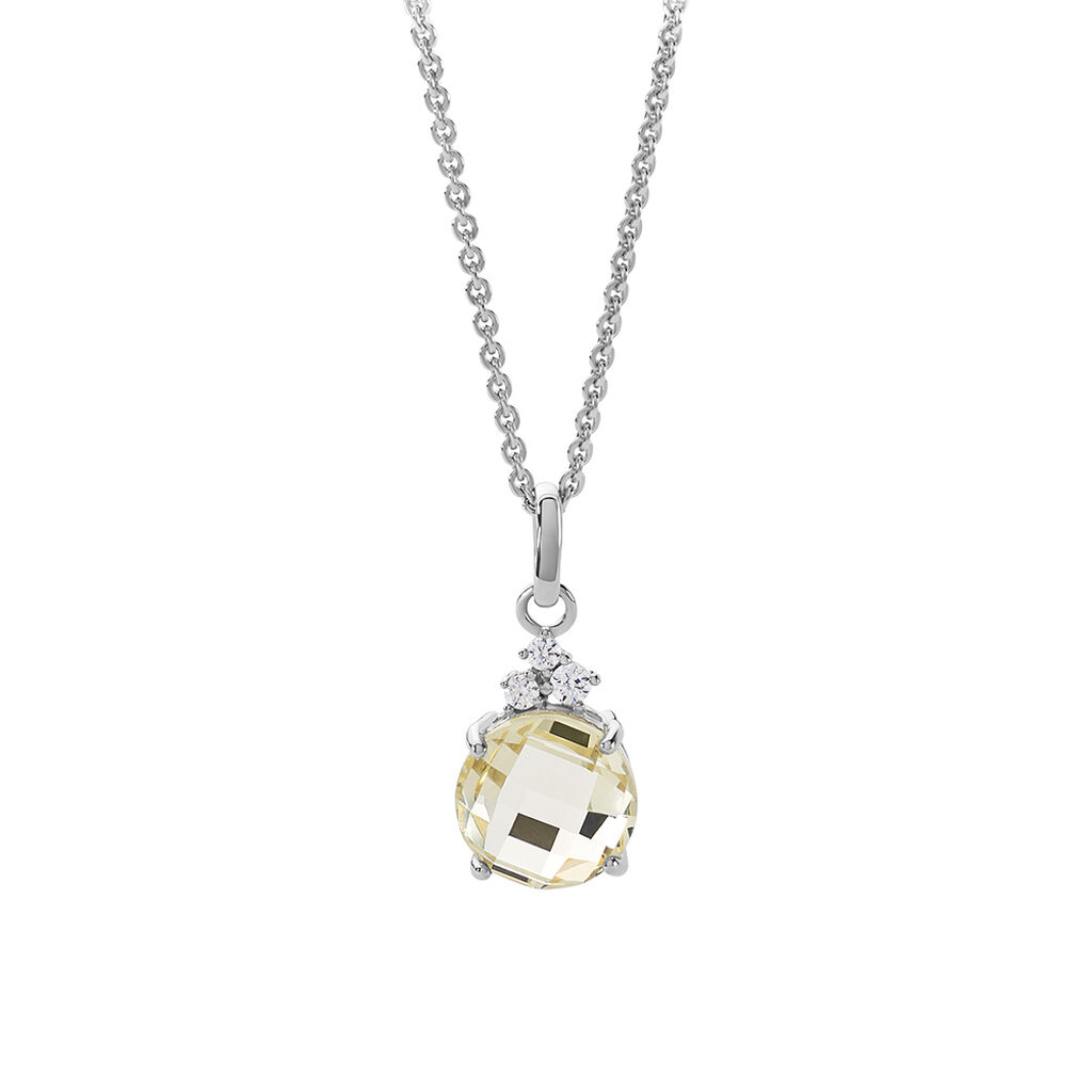 HADLEE Damen Collier Silber Silber 925 Glas Zitrone