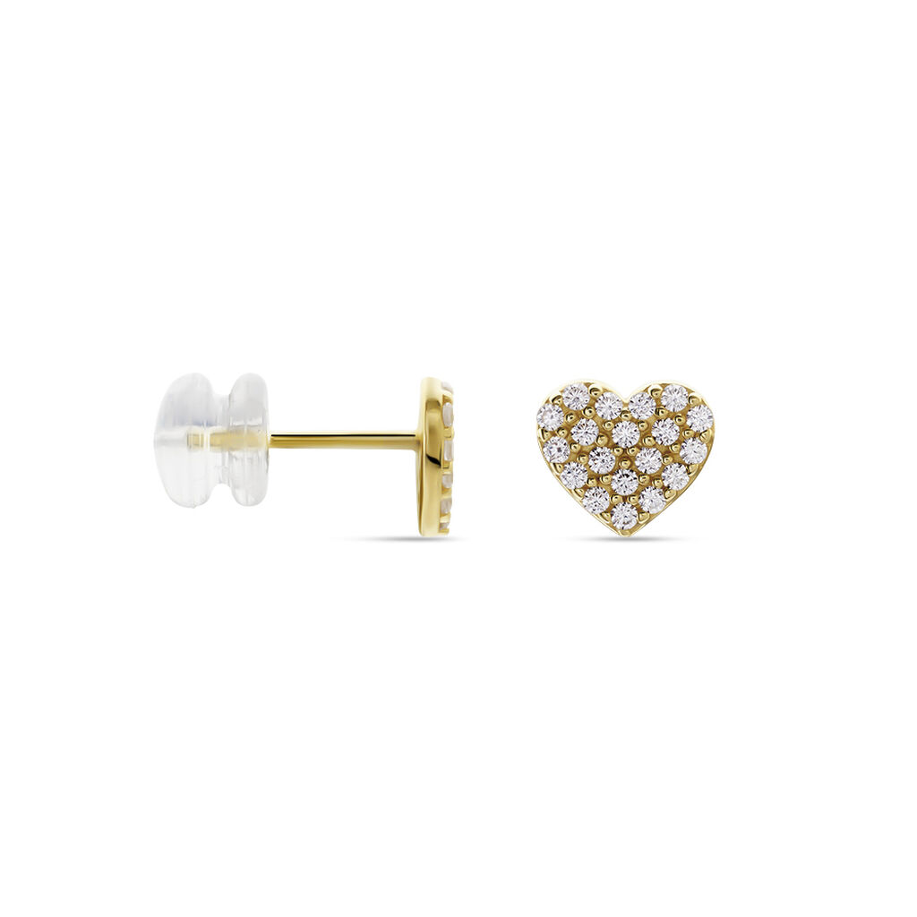 DARLEEN Damen Ohrstecker Gold 375 (9 Karat) Zirkonia Weiß Herz - Ohrstecker Damen | OROVIVO