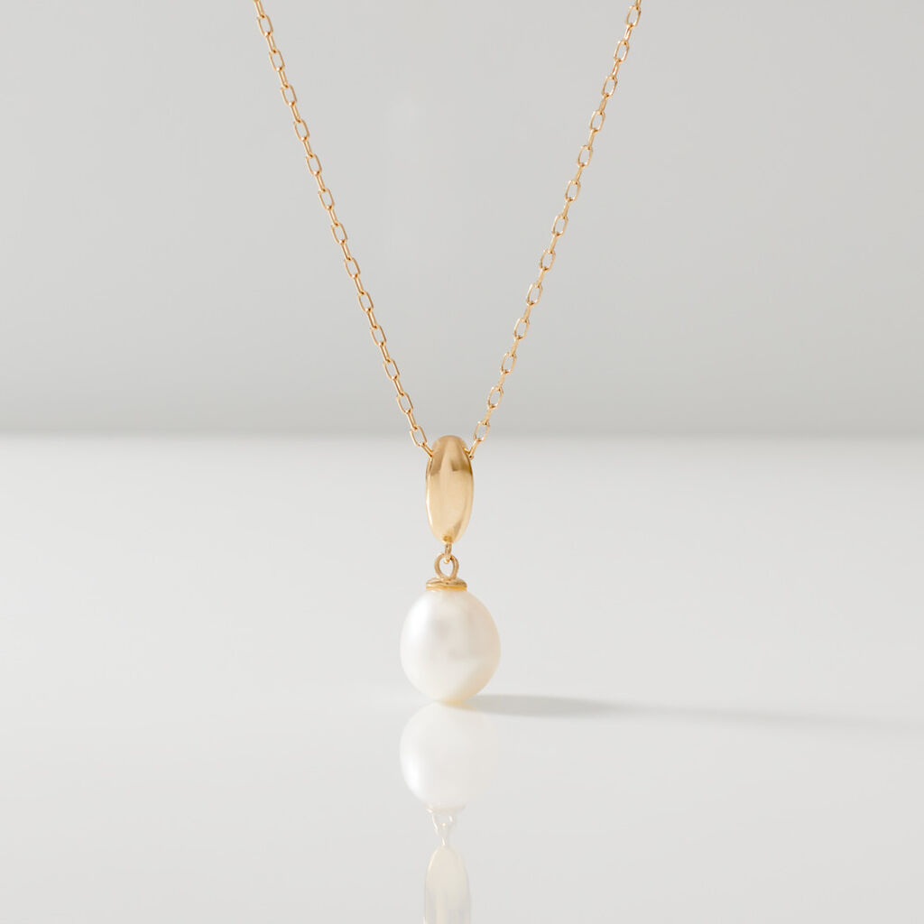 JESSKA Damen Collier Gold 585 (14 Karat) Zuchtperle Wei&szlig; B 1 mm