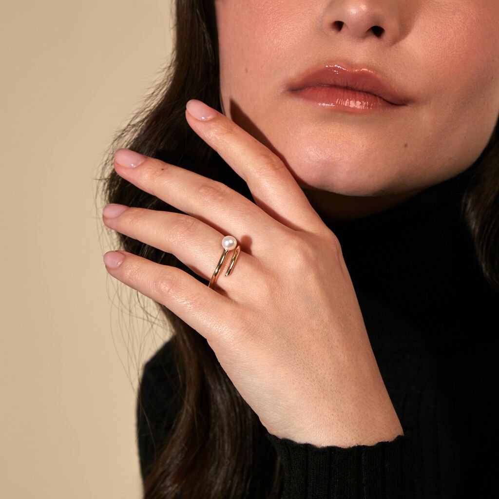 JULIANE Damen Ring Gold 375 (9 Karat) Zuchtperle Wei&szlig; 0,23 ct