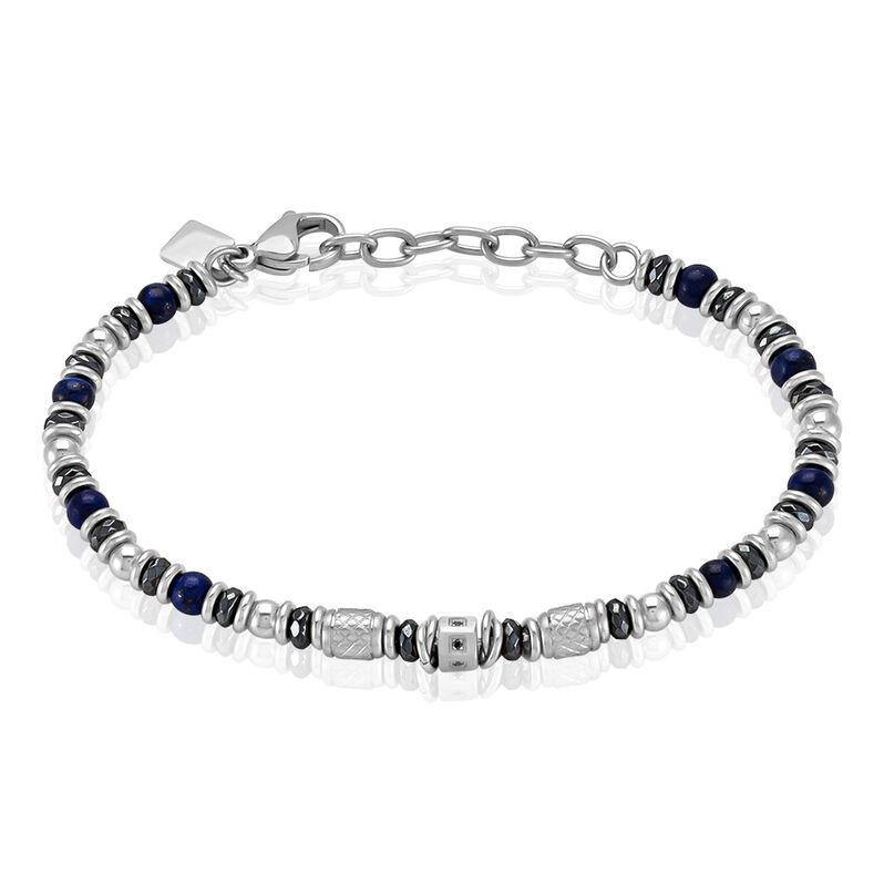 Bracelet Cliff Acier Gris Agate Hématite Oxyde De Zirconium - Spannringe Herren | OROVIVO