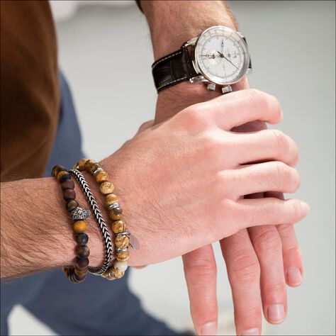 Herrenarmband Edelstahl Multicolor Jaspis  - Armbänder mit Anhänger Herren | OROVIVO