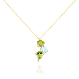 Damen Halskette Gold 375 Peridot Topas Zirkonia - Ketten mit Anhänger Damen | OROVIVO