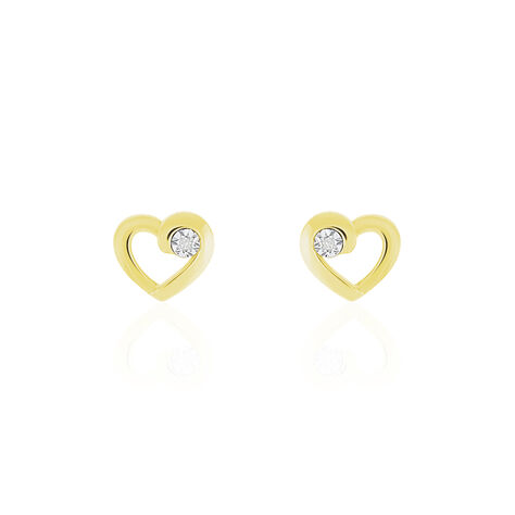 Damen Ohrstecker Silber 925 Vergoldet Diamant Herz - Ohrstecker Damen | OROVIVO