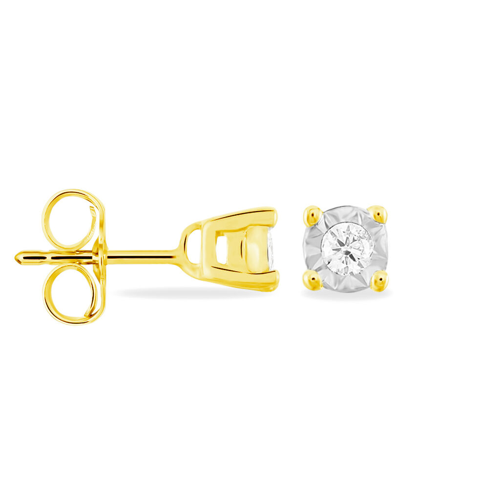 Illusion Damen Ohrstecker Gold 375 (9 Karat) Diamant Wei&szlig; 0,06 ct B 3 mm