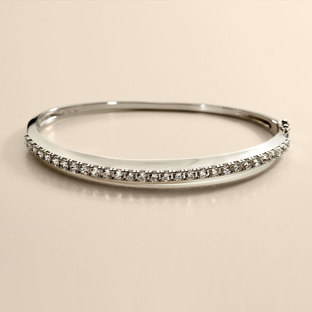 Damen Armreif / Armspange Silber 925 Zirkonia Wei&szlig;