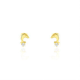 Kinder Ohrstecker Gold 375 Zirkonia Delphin - Ohrstecker Kinder | OROVIVO