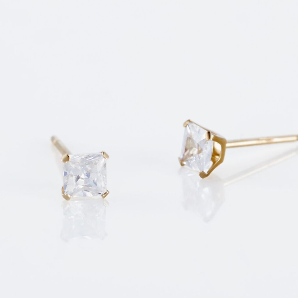 RAFAELA Damen Ohrstecker Gold 375 (9 Karat) Zirkonia Wei&szlig; 1,63 ct Viereck