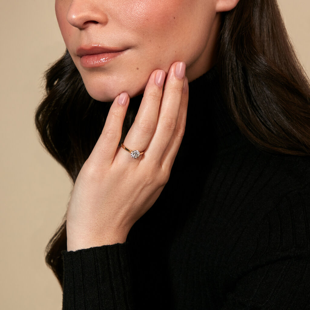 ALLYSON Damen Ring Gold 585 (14 Karat) Diamant Wei&szlig; 0,040 ct Kreis