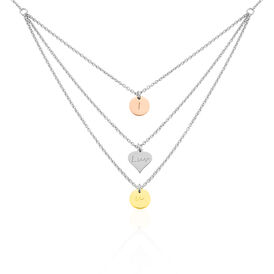 Damen Halskette Silber 925 Tricolor Vergoldet Herz - Herzketten Damen | OROVIVO