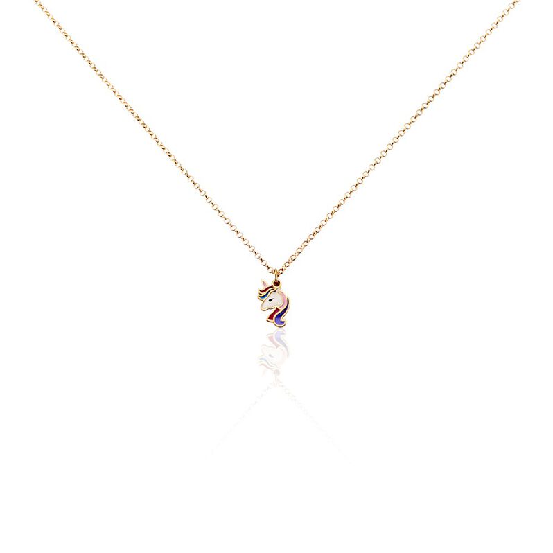 Candice 2 Kinder Collier Silber rosevergoldet 925 Einhorn B 18 mm - Halsketten Kinder | OROVIVO