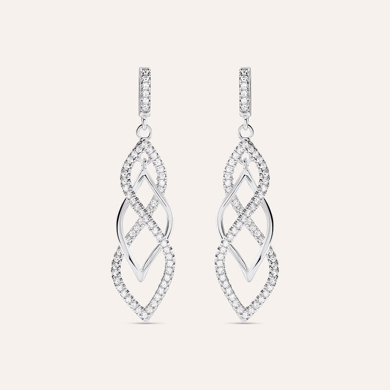 Orecchini Pendenti Silver Shine Argento Rodiato Cubic Zirconia - Spannringe Damen | OROVIVO