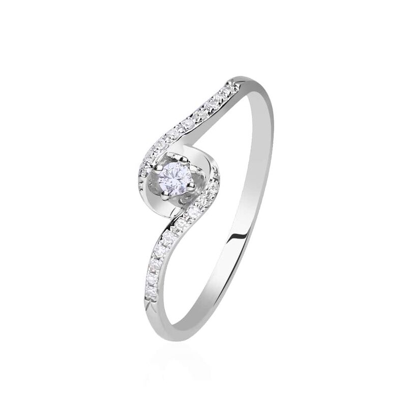 Anello in oro bianco con diamanti 011 ct - Spannringe Damen | OROVIVO