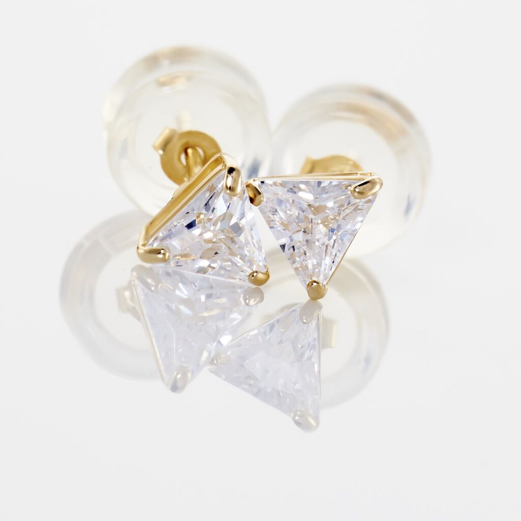 Damen Ohrstecker Gold 375 (9 Karat) Zirkonia Wei&szlig; 0,85 ct