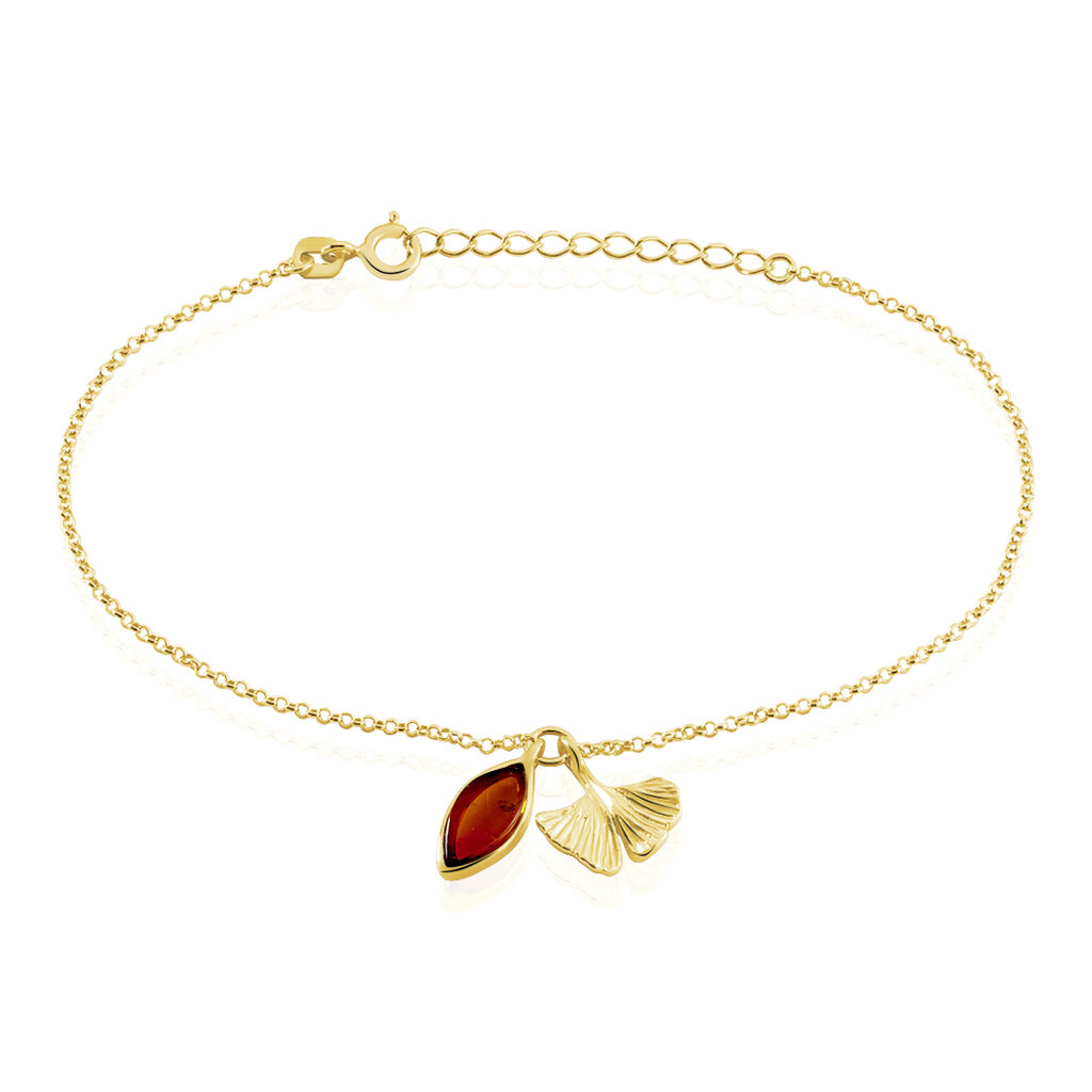 Bracelet Argent Dore Adriaa Ginkgo Ambre - Spannringe Damen | OROVIVO