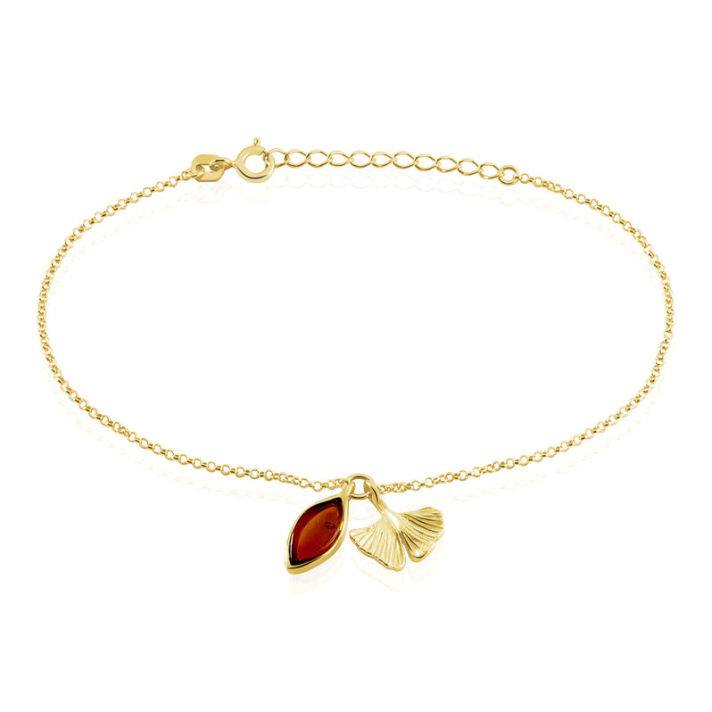 Bracelet Argent Dore Adriaa Ginkgo Ambre - Spannringe Damen | OROVIVO