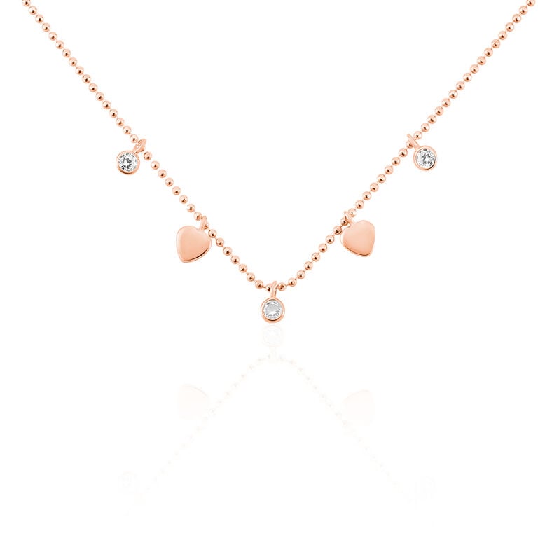 MONNIKA Kinder Collier Silber rosevergoldet 925 Zirkonia Wei&szlig; 0,18 ct Herz - Halsketten Kinder | OROVIVO