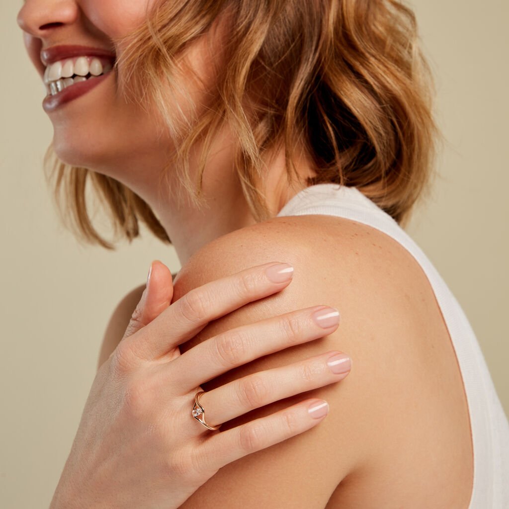 REMI Damen Ring Vergoldet Zirkonia Wei&szlig; Tropfen