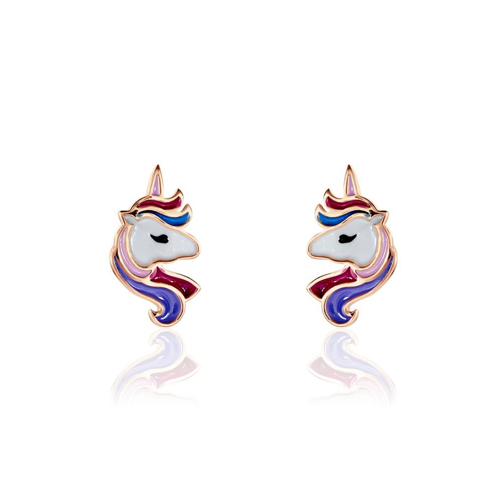 Kinder Ohrstecker 925 Silber Rosé vergoldet Einhorn Candice - Ohrstecker Kinder | OROVIVO