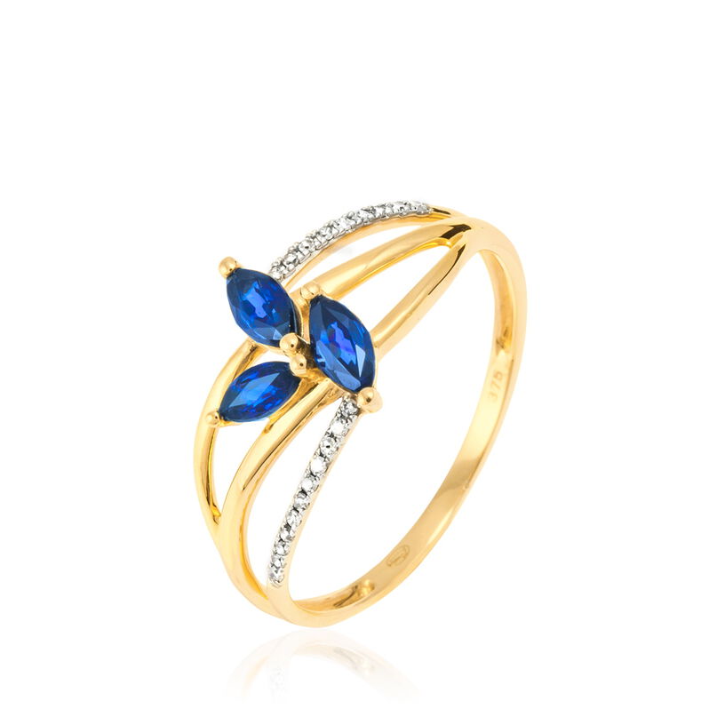 Bague Sevda Or Jaune Saphir Et Diamant - Spannringe Damen | OROVIVO