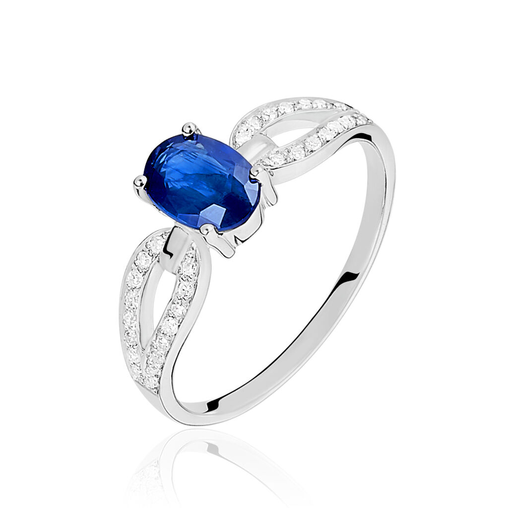 Bague Espoir Or Blanc Saphir Et Diamant - Spannringe Damen | OROVIVO