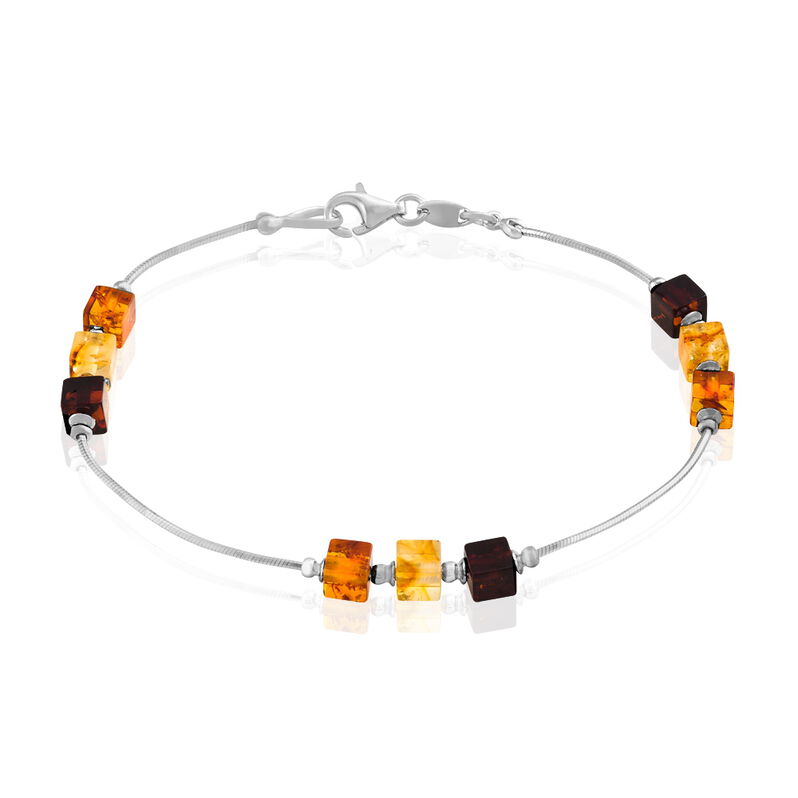 Bracelet Argent Rhodié Ambre Multicolore - Spannringe Damen | OROVIVO