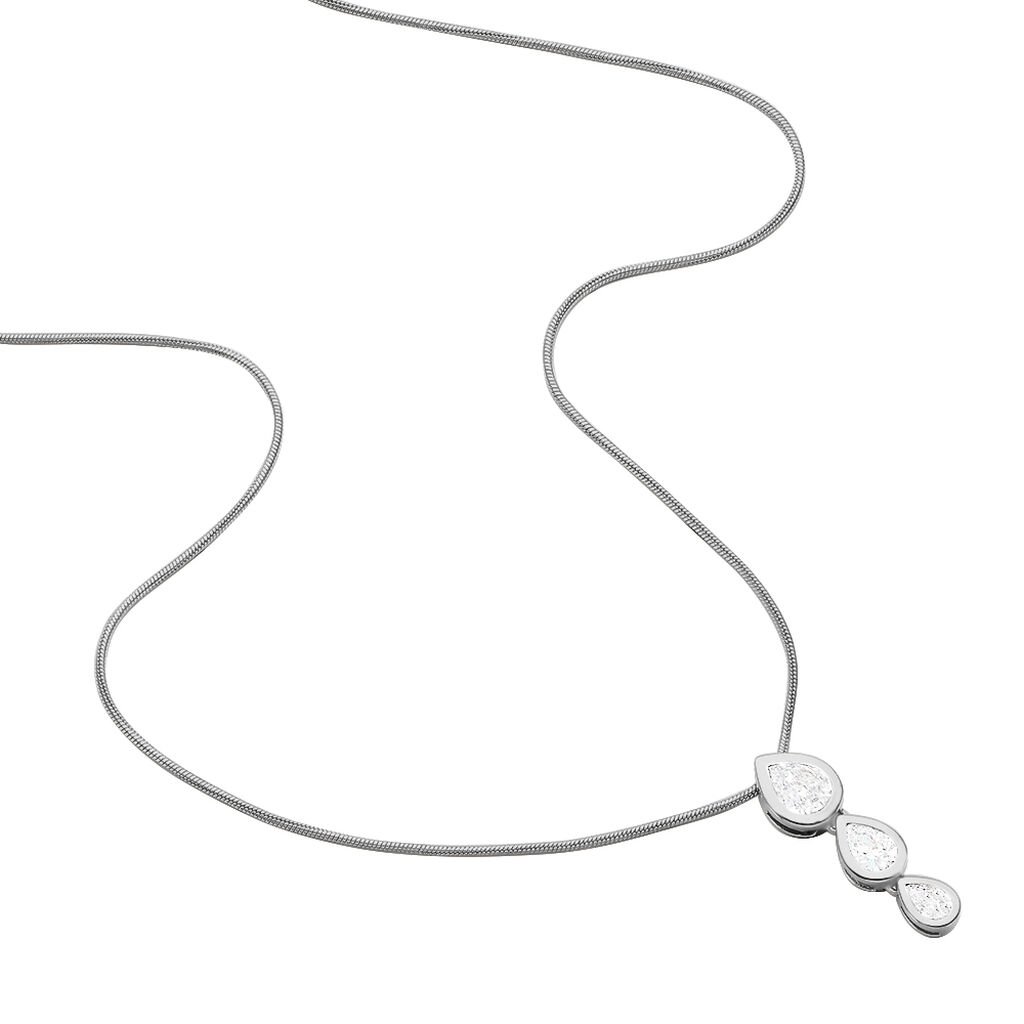Damen Collier Silber 925 Zirkonia Wei&szlig; 3,700 ct Tropfen