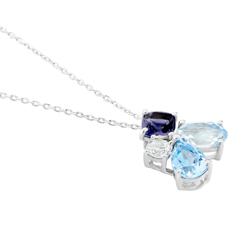 DAURINE Damen Collier Wei&szlig;gold 375 (9 Karat) Topas Blau 0,57 ct B 0,7 mm