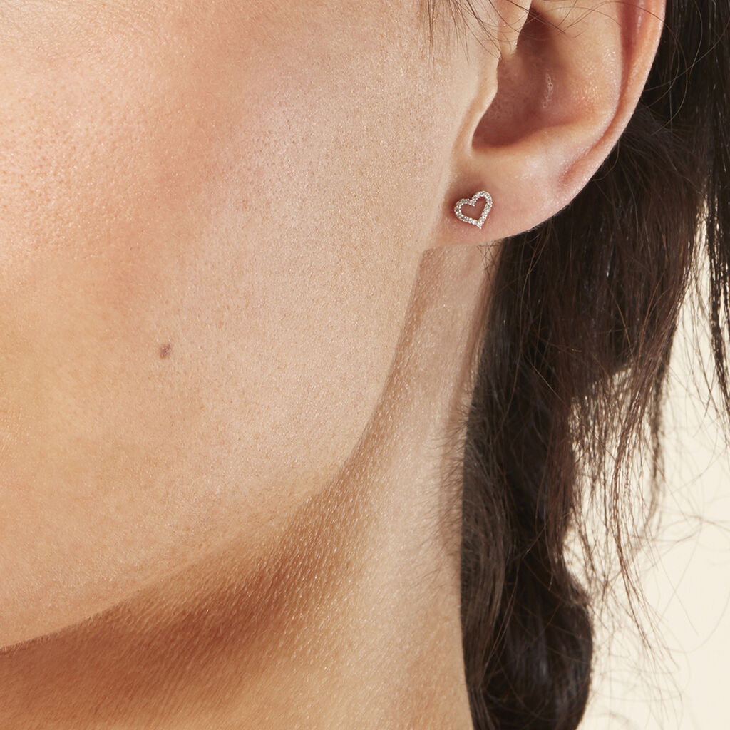 Damen Ohrstecker Weißgold 375 Diamant 0,06ct Herz Herz Glamour  - Ohrstecker Damen | OROVIVO