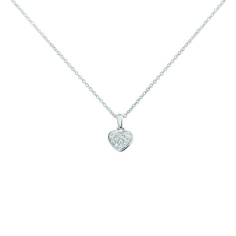 ABA Damen Collier Wei&szlig;gold 375 (9 Karat) Diamant Wei&szlig; 0,05 ct Herz - Halsketten Damen | OROVIVO