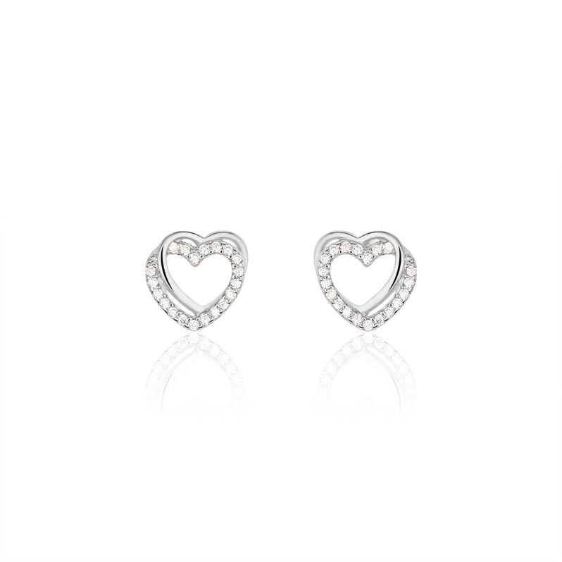 Damen Ohrstecker Silber 925 Zirkonia Herz - Ohrstecker Damen | OROVIVO