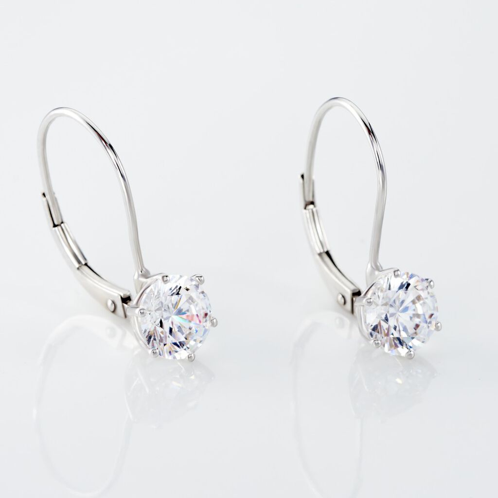 Damen Ohrringe Lang Weißgold 375 Zirkonia Krappe 6  - Sommerschmuck Damen | OROVIVO