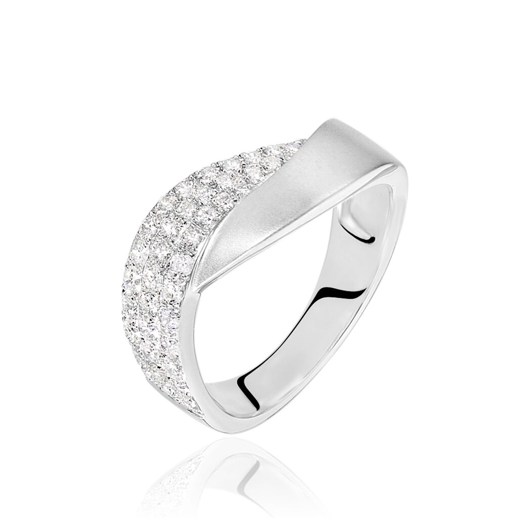 Damen Ring Weißgold 750 (18 Karat) Diamant Weiß 0,48 ct Welle - Ringe mit Stein Damen | OROVIVO