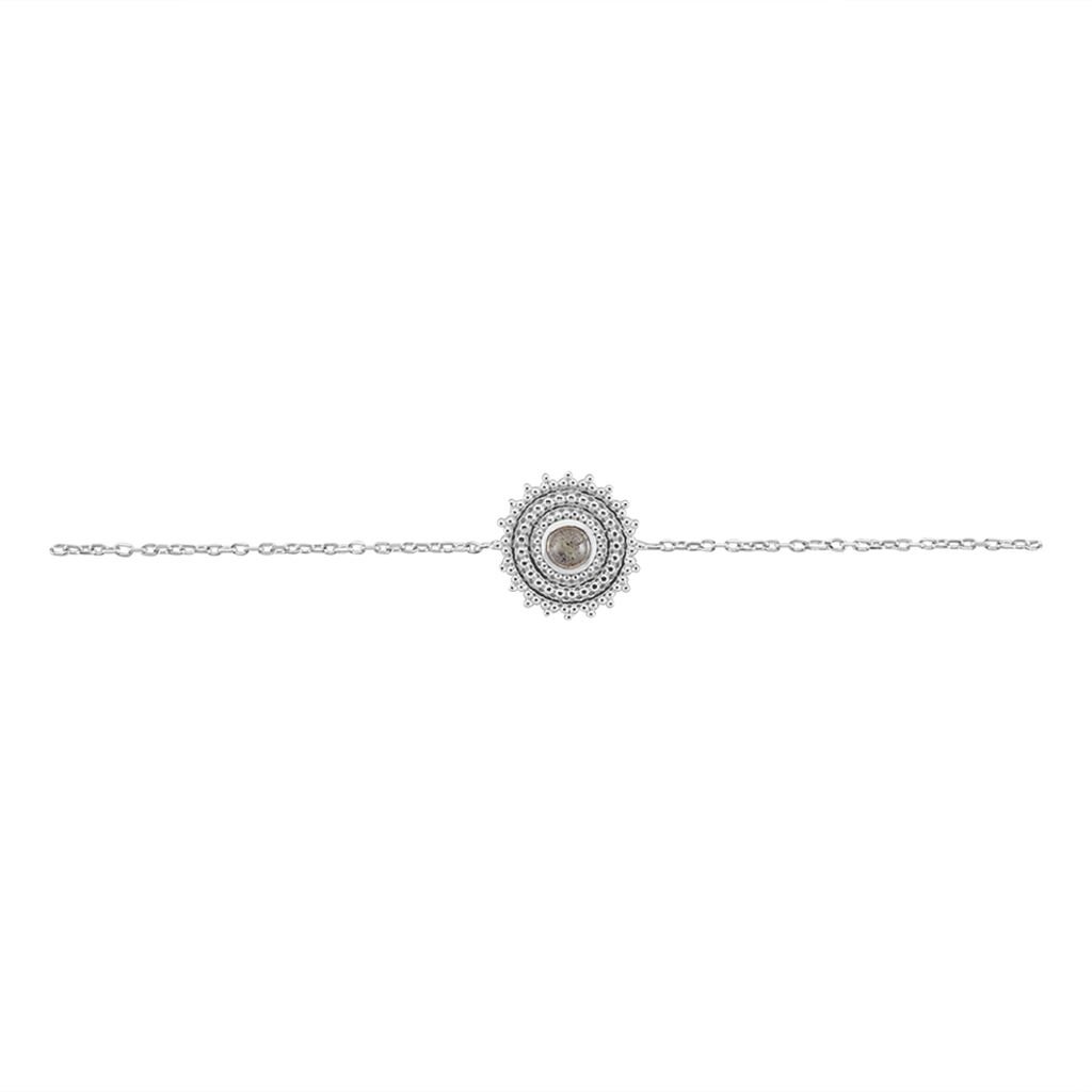 Bracelet Argent Rhodie Nyoko Rosace Labradorite - Spannringe Damen | OROVIVO