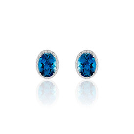 Damen Ohrstecker Weißgold 375 Blauer Topas  - Ohrstecker Damen | OROVIVO