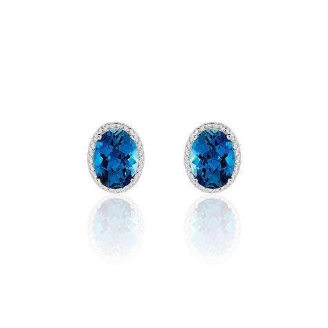 Damen Ohrstecker Weißgold 375 Blauer Topas  - Ohrstecker Damen | OROVIVO