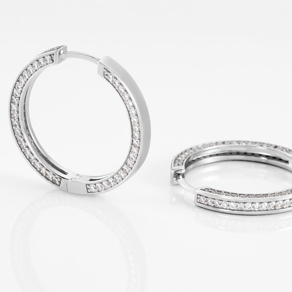 MEDINA Damen Creolen Silber 925 Zirkonia Wei&szlig; 3,14 ct