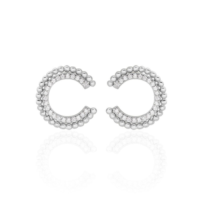 Boucles D'oreilles Puces Isild Argent Blanc Oxyde De Zirconium - Spannringe Damen | OROVIVO