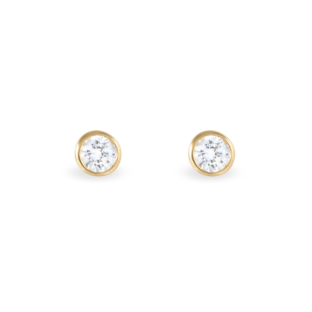 Damen Ohrstecker Gold 375 Zirkonia Elda Fassung Zarge , Ohrstecker mit Stein