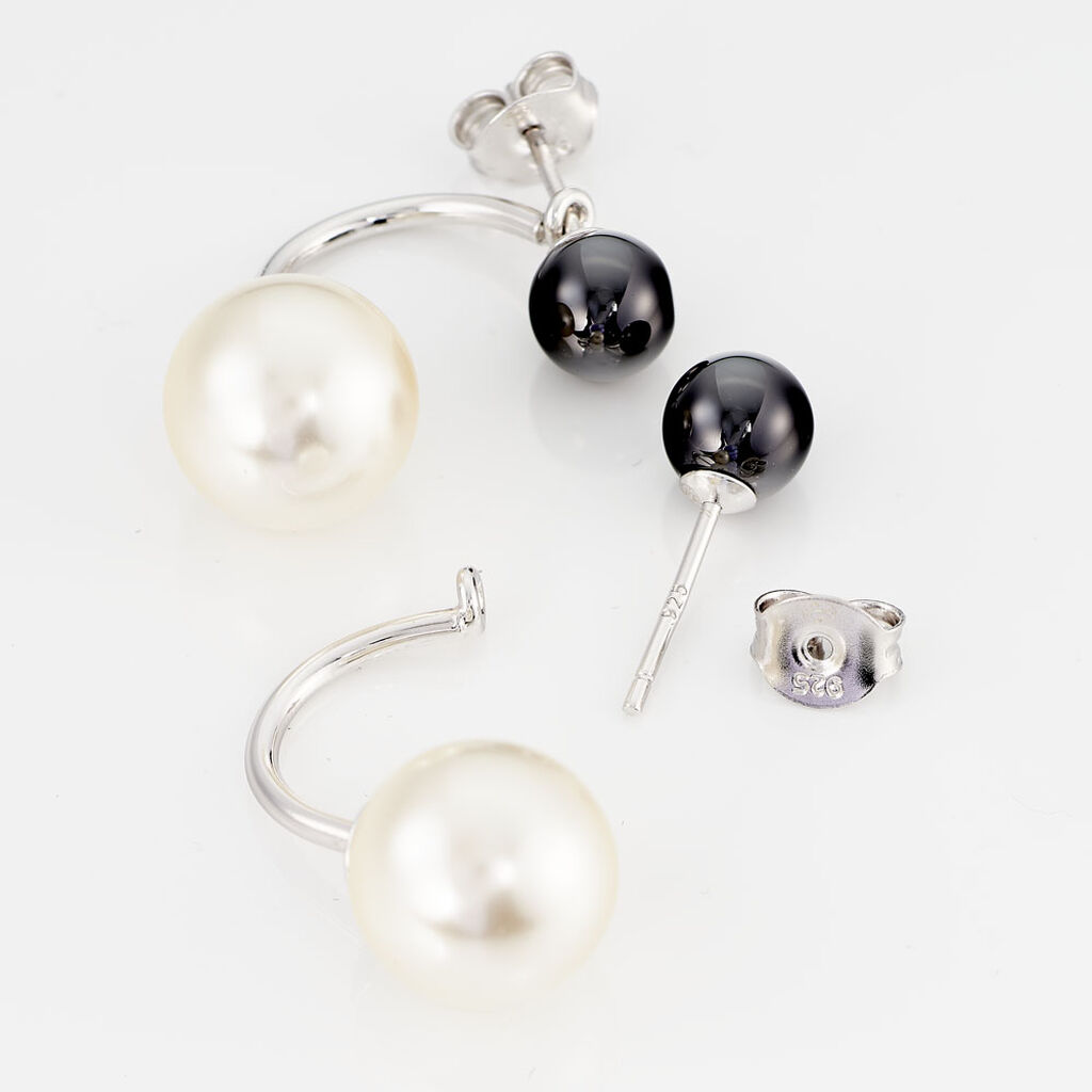 Boucles D'oreilles Pendantes Alyson Argent Blanc Céramique - Spannringe Damen | OROVIVO