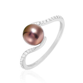 Damenring Weißgold 375 Zuchtperle Zirkonia - Ringe mit Stein Damen | OROVIVO