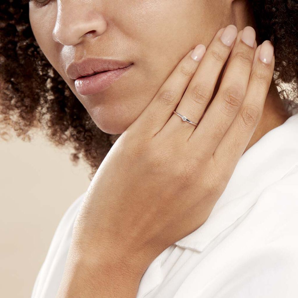 Bague Solitaire Natalia Or Blanc Diamant - Spannringe Damen | OROVIVO