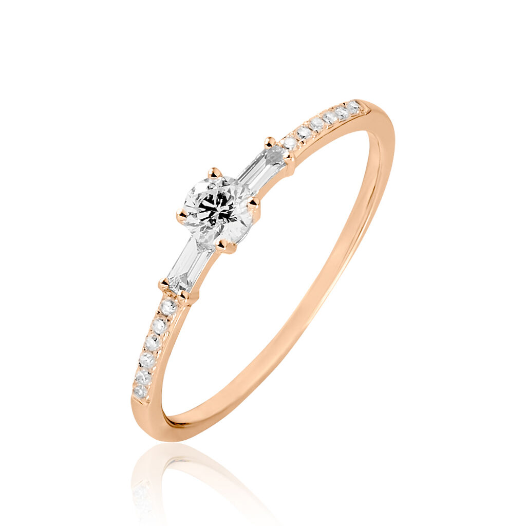 Bague Solitaire Nina Or Rose Diamant - Spannringe Damen | OROVIVO