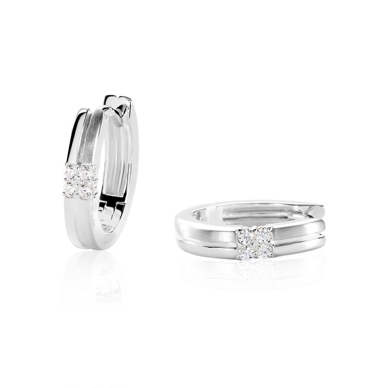 CADENCE Damen Creolen Silber Silber 925 Zirkonia Weiß - Creolen Damen | OROVIVO