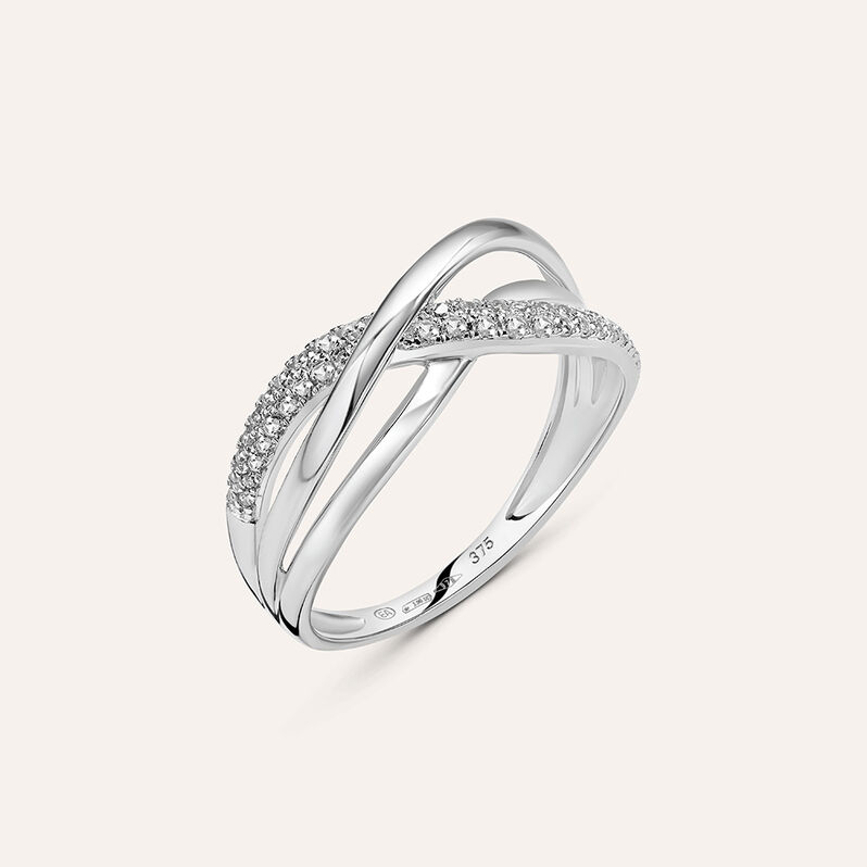 Anello Fascia Claire Oro Bianco Cubic Zirconia - Spannringe Damen | OROVIVO