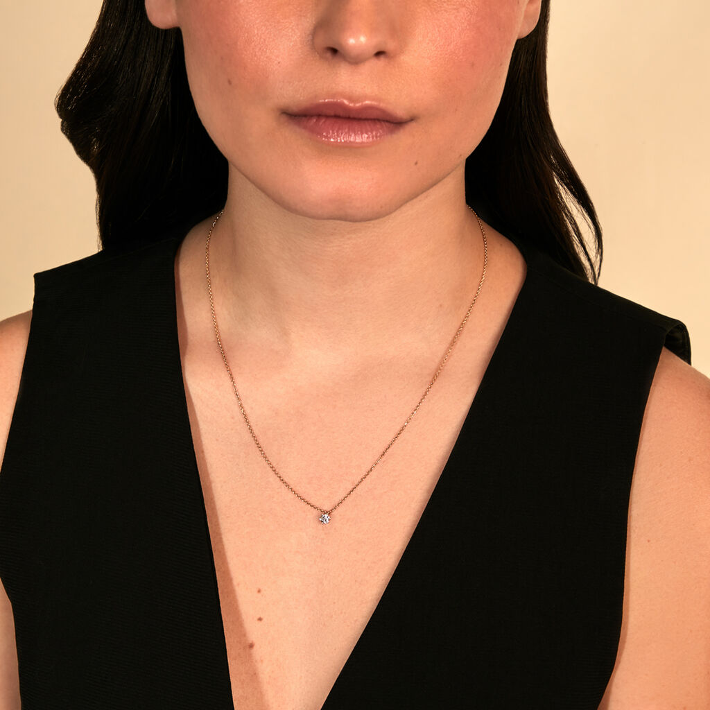 MONOPOLI Damen Collier Gold 585 (14 Karat) Diamant Wei&szlig; 0,26 ct