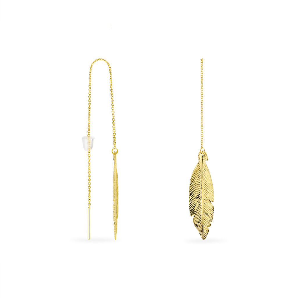 SOLINE 1 Damen Ohrringe Lang Gold 375 (9 Karat) Blatt - Spannringe Damen | OROVIVO