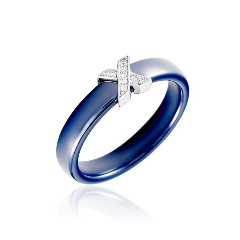 Bague Edwin Argent Blanc Céramique Oxyde - Spannringe Damen | OROVIVO