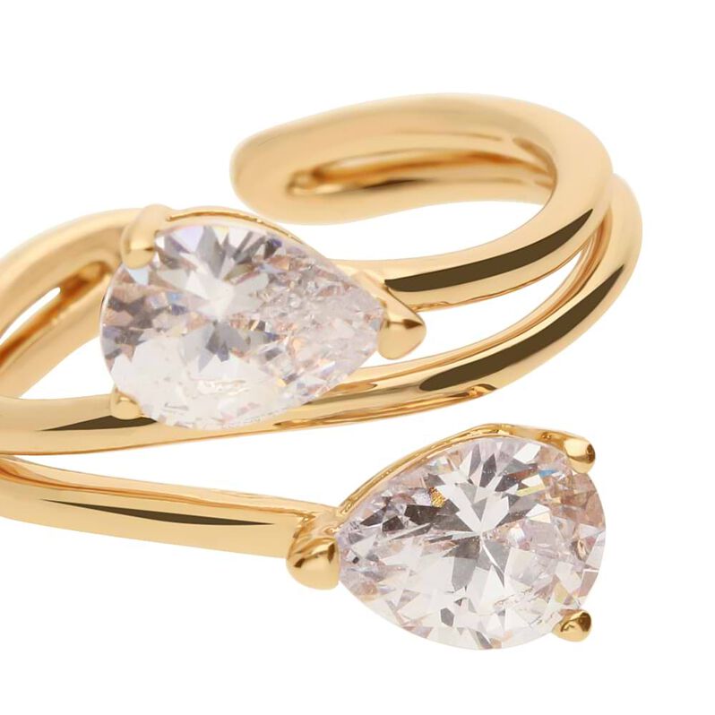 Anello bilogy in ottone dorato regolabile con zirconi - Spannringe Damen | OROVIVO