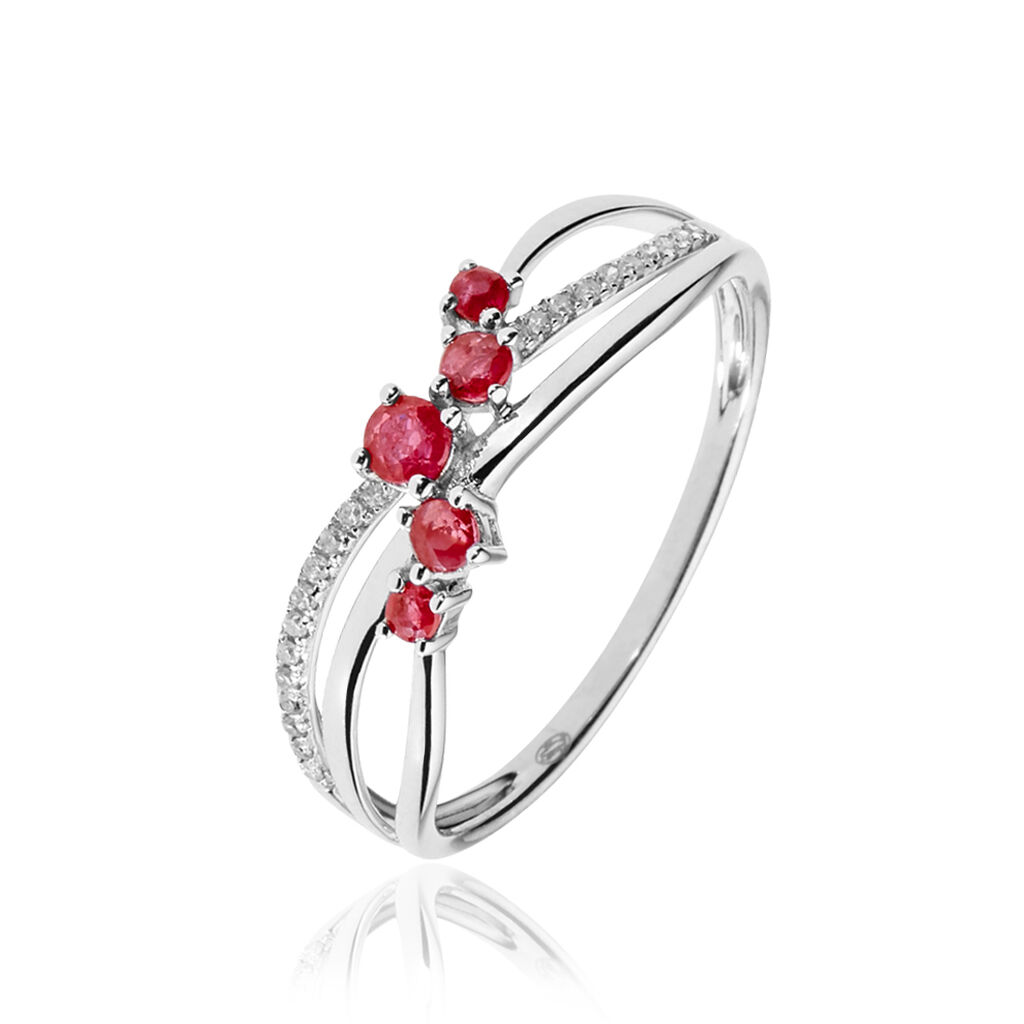 Bague Amarylis Or Blanc Rubis Diamant - Spannringe Damen | OROVIVO